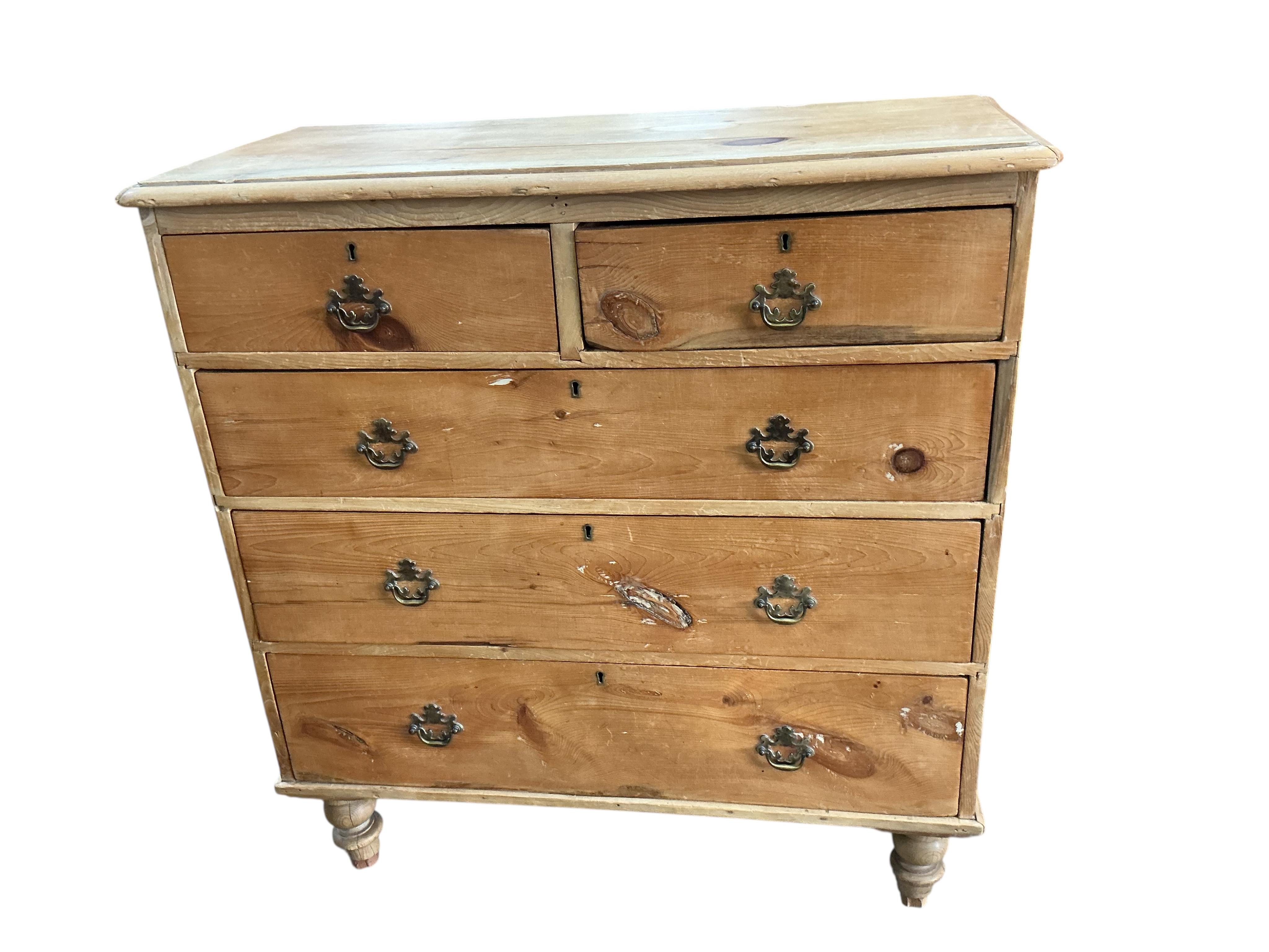 A Victorian pine chest, width 94cm, depth 43cm, height 98cm